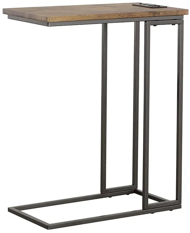 Abraham Snack Table with Power Outlet Gunmetal And Antique Brown