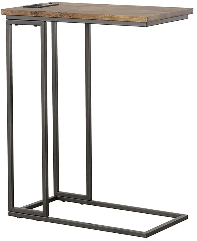 Abraham Snack Table with Power Outlet Gunmetal And Antique Brown