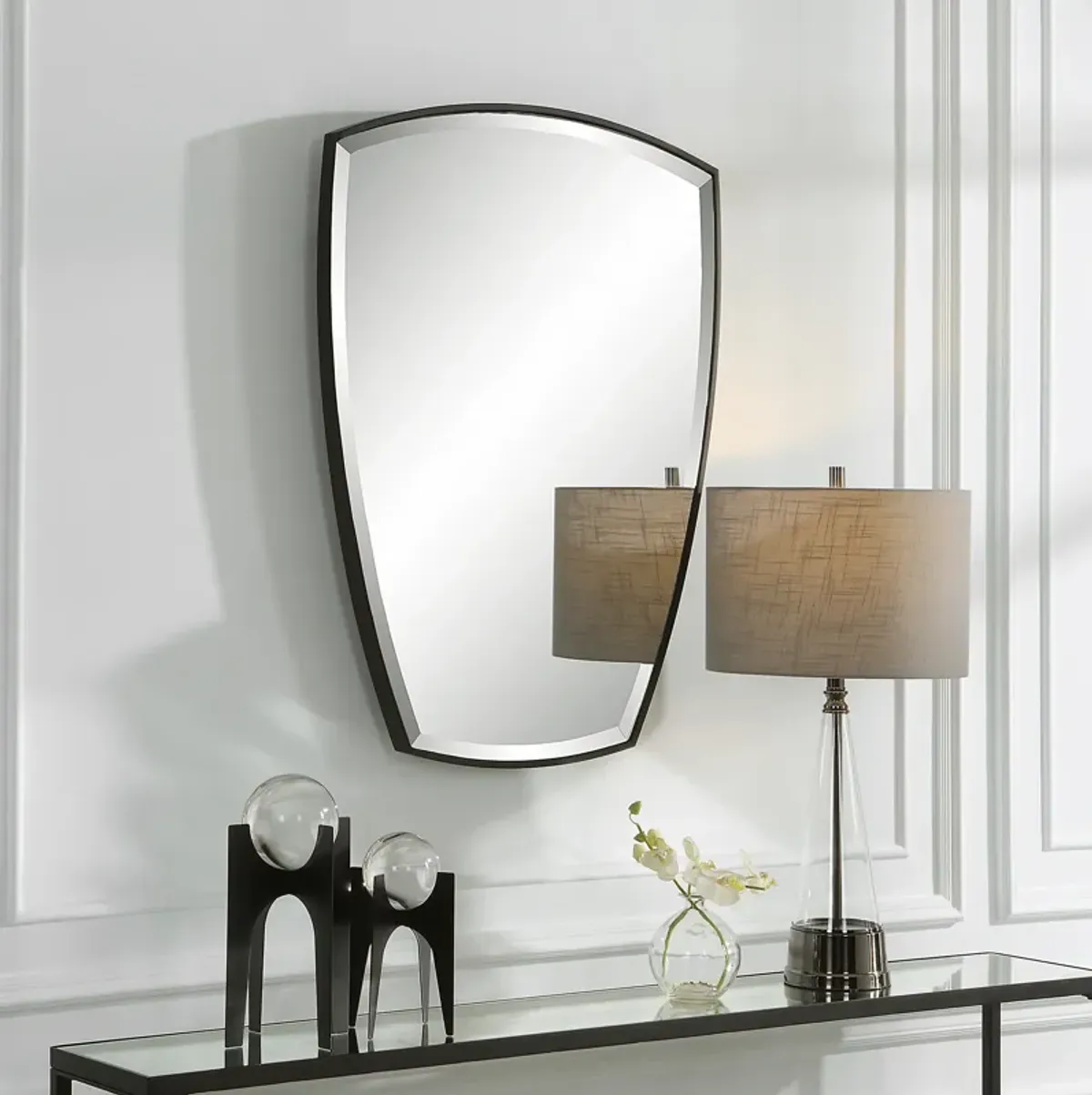 Crest Curved Iron Mirror