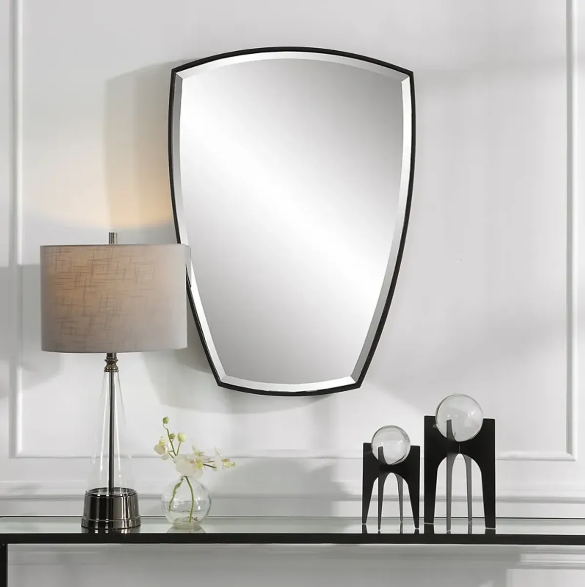 Crest Curved Iron Mirror