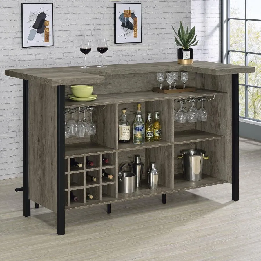 Bellemore Bar Unit with Footrest Grey Driftwood and Black