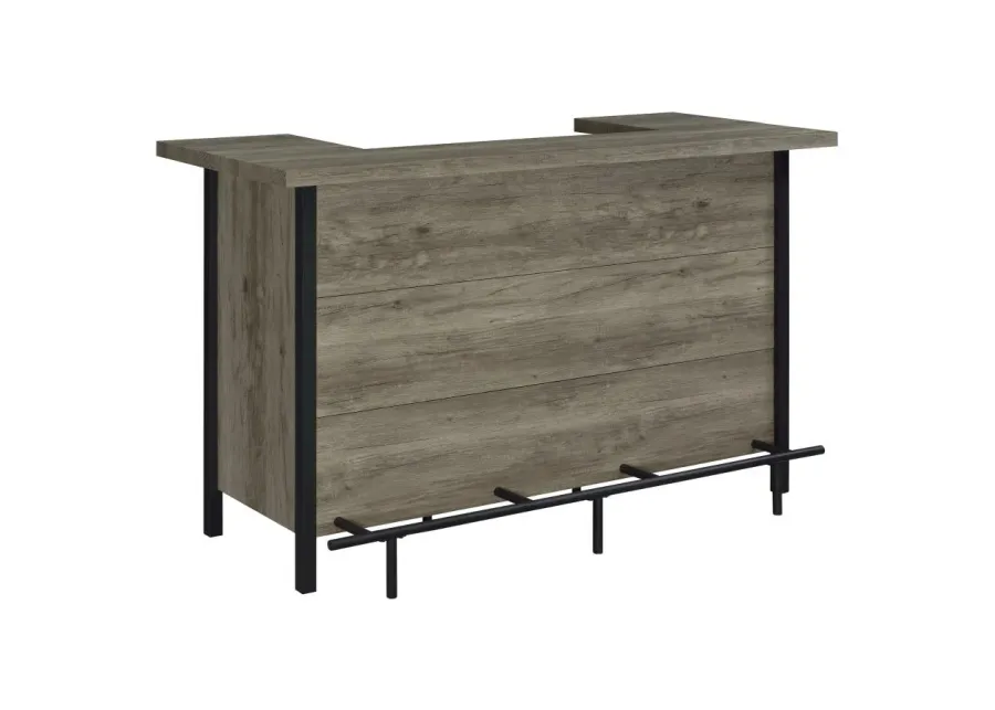 Bellemore Bar Unit with Footrest Grey Driftwood and Black