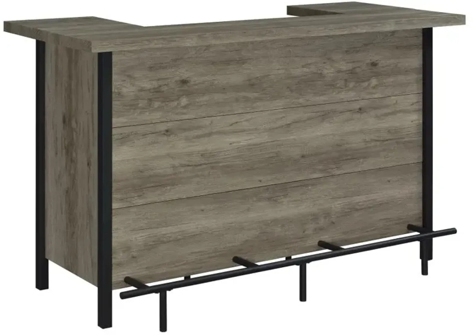 Bellemore Bar Unit with Footrest Grey Driftwood and Black