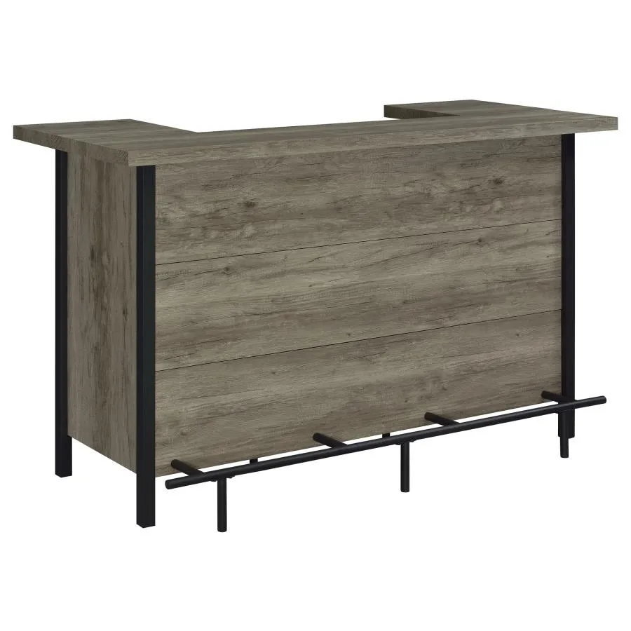 Bellemore Bar Unit with Footrest Grey Driftwood and Black