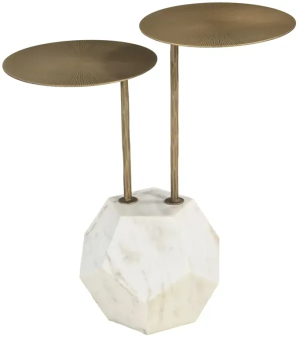 Anten Side Table Brass & White