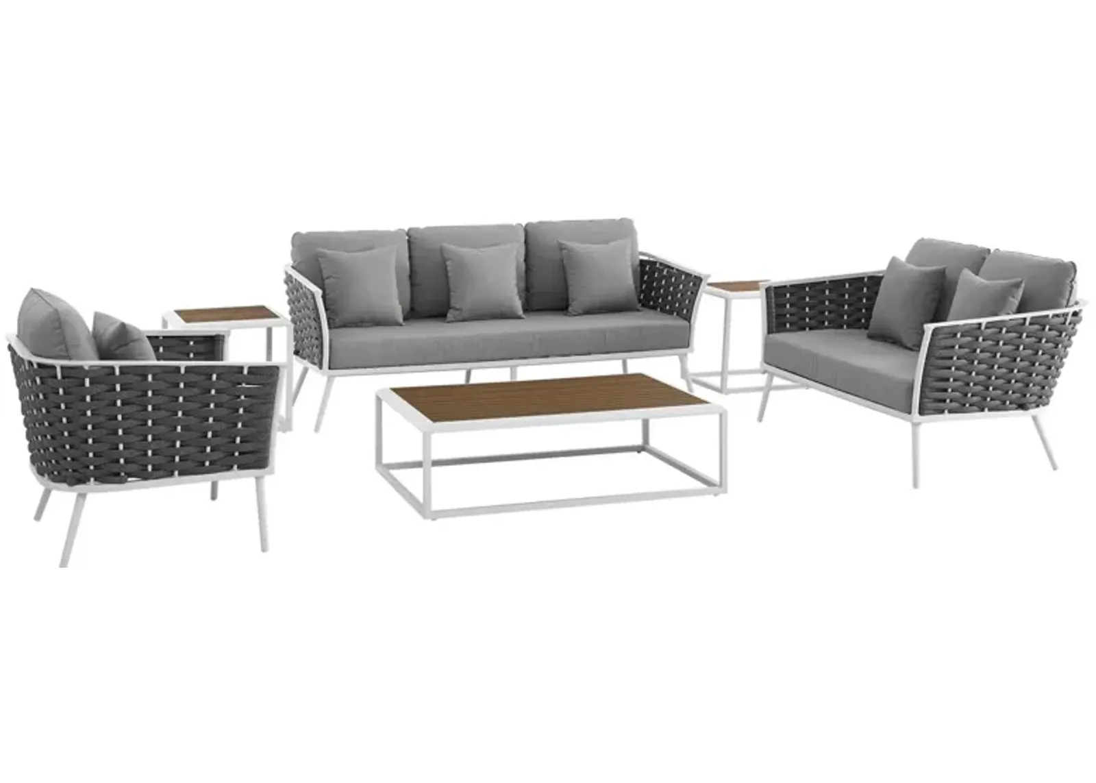 Stance 6 Piece Outdoor Patio Aluminum Sectional Sofa Set