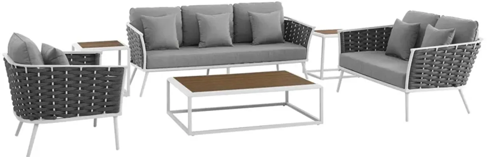 Stance 6 Piece Outdoor Patio Aluminum Sectional Sofa Set