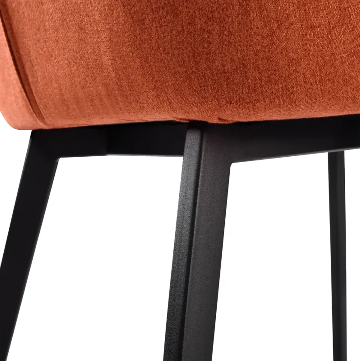 Maine Contemporary Dining Chair in Matte Black Finish and Orange Fabric - Set of 2 