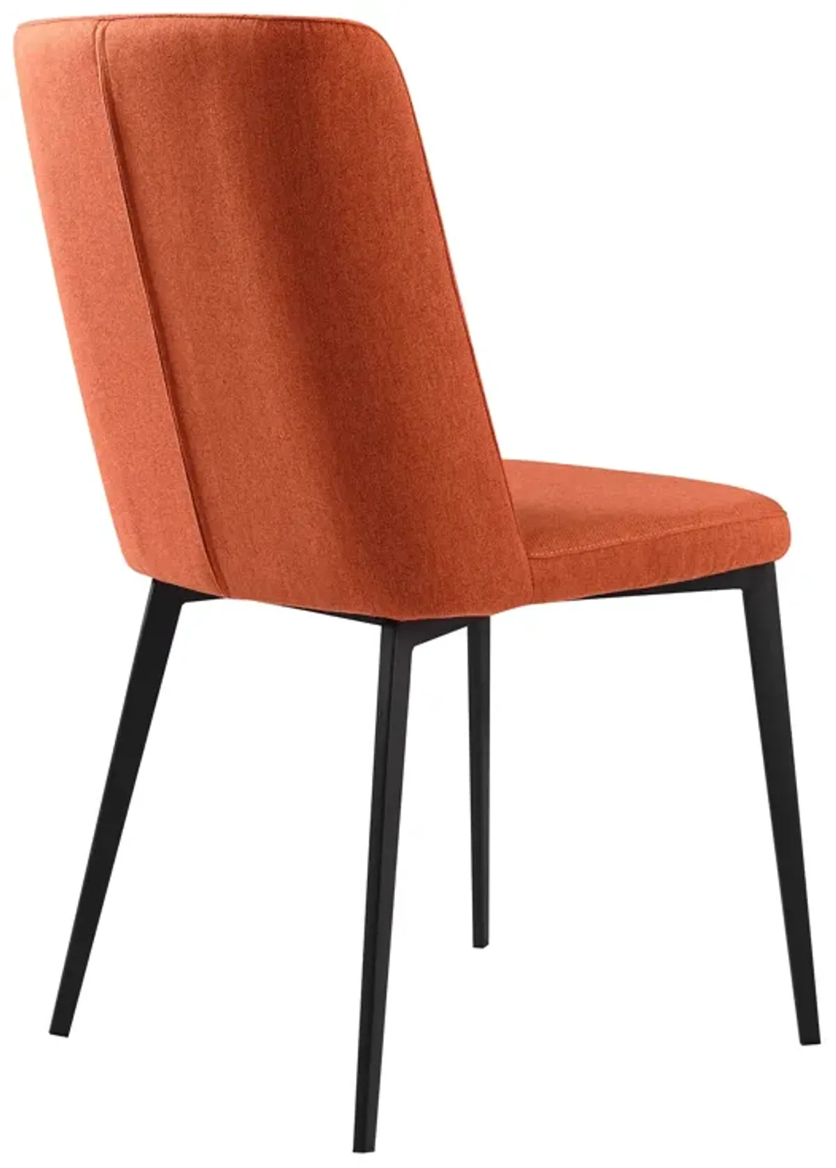 Maine Contemporary Dining Chair in Matte Black Finish and Orange Fabric - Set of 2 