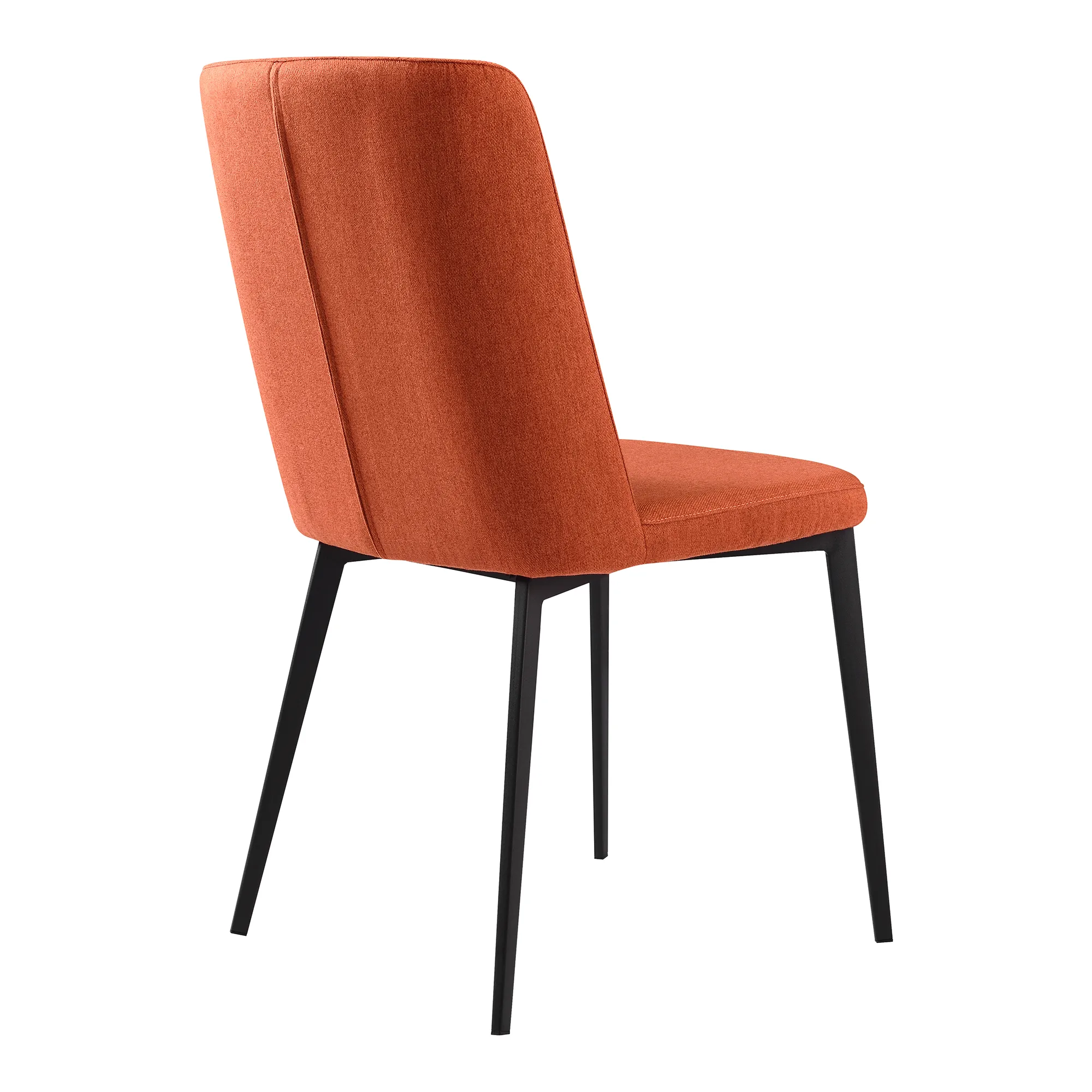 Maine Contemporary Dining Chair in Matte Black Finish and Orange Fabric - Set of 2 