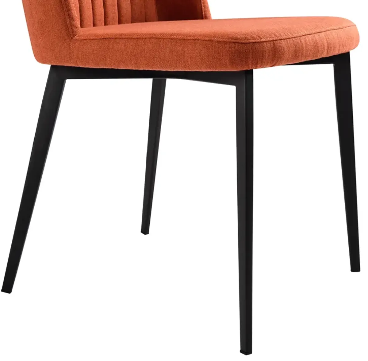 Maine Contemporary Dining Chair in Matte Black Finish and Orange Fabric - Set of 2 