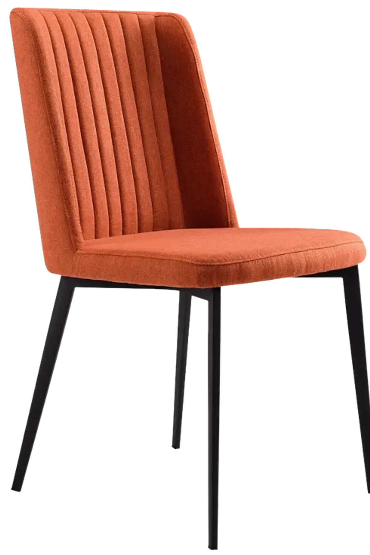 Maine Contemporary Dining Chair in Matte Black Finish and Orange Fabric - Set of 2 