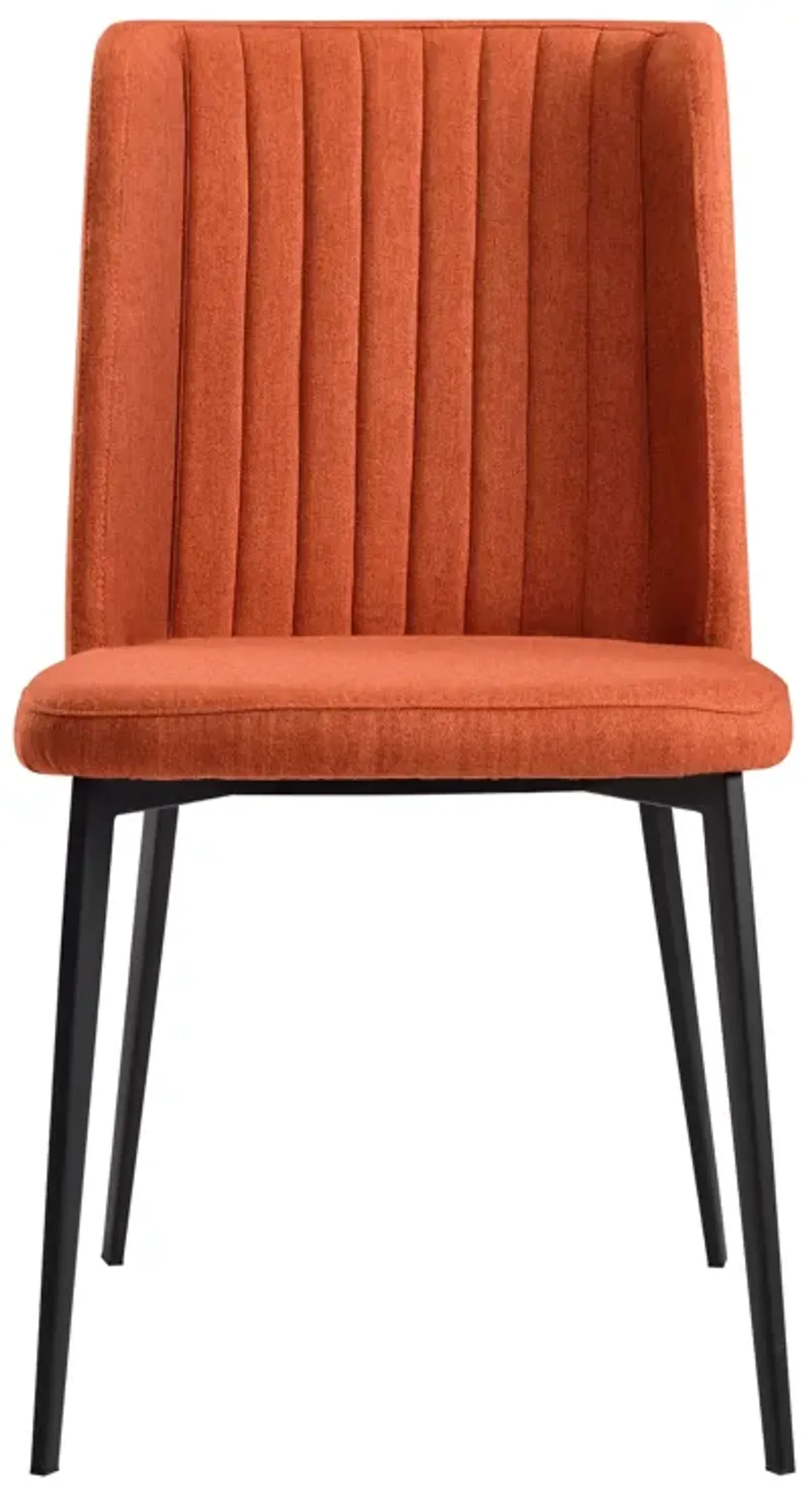 Maine Contemporary Dining Chair in Matte Black Finish and Orange Fabric - Set of 2 