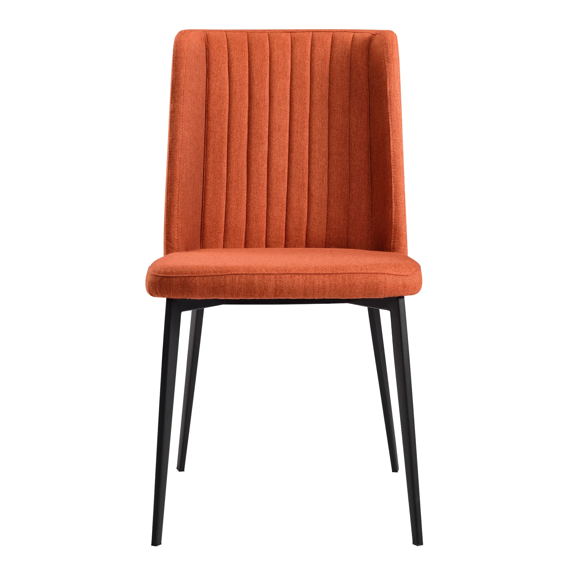 Maine Contemporary Dining Chair in Matte Black Finish and Orange Fabric - Set of 2 