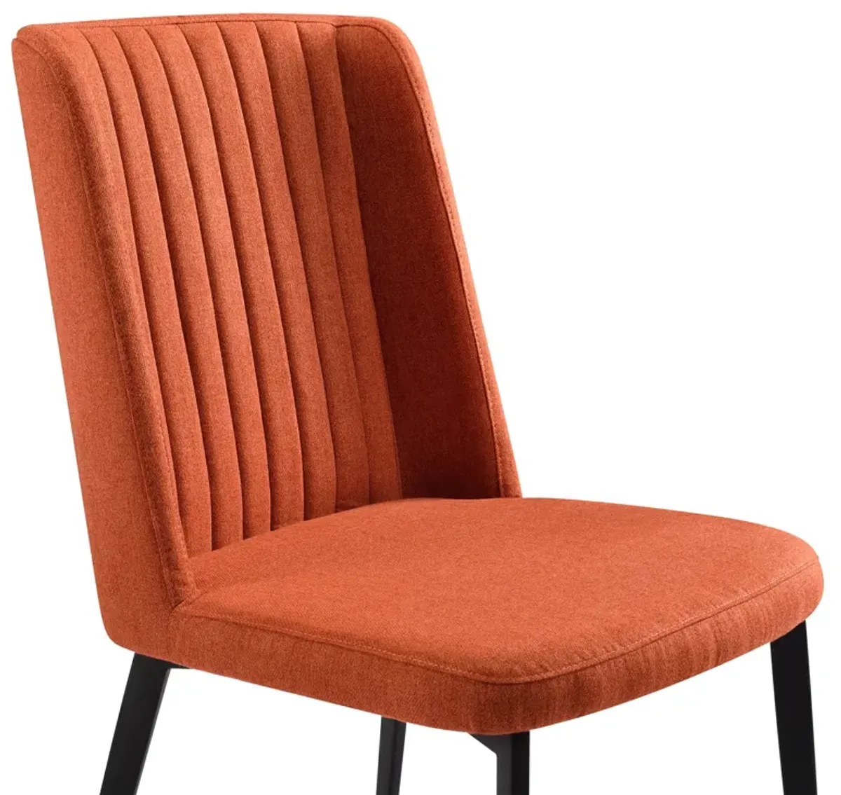 Maine Contemporary Dining Chair in Matte Black Finish and Orange Fabric - Set of 2 