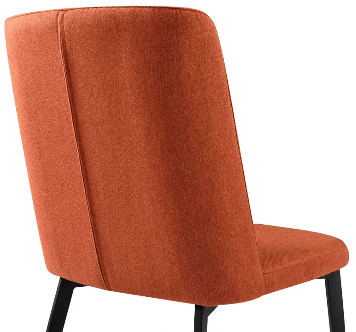 Maine Contemporary Dining Chair in Matte Black Finish and Orange Fabric - Set of 2 