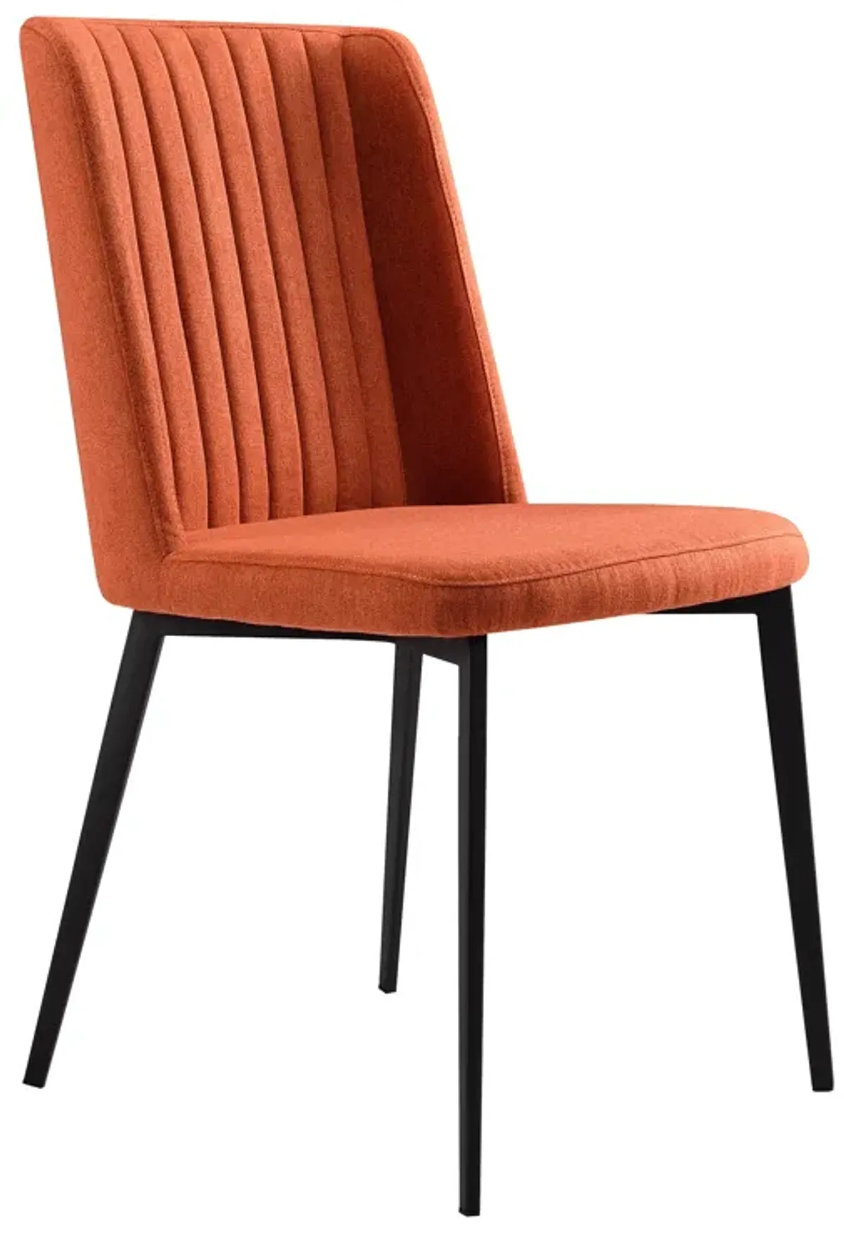 Maine Contemporary Dining Chair in Matte Black Finish and Orange Fabric - Set of 2 