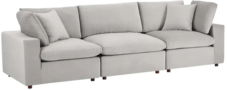 Commix Down Filled Overstuffed Performance Velvet 3-Seater Sofa