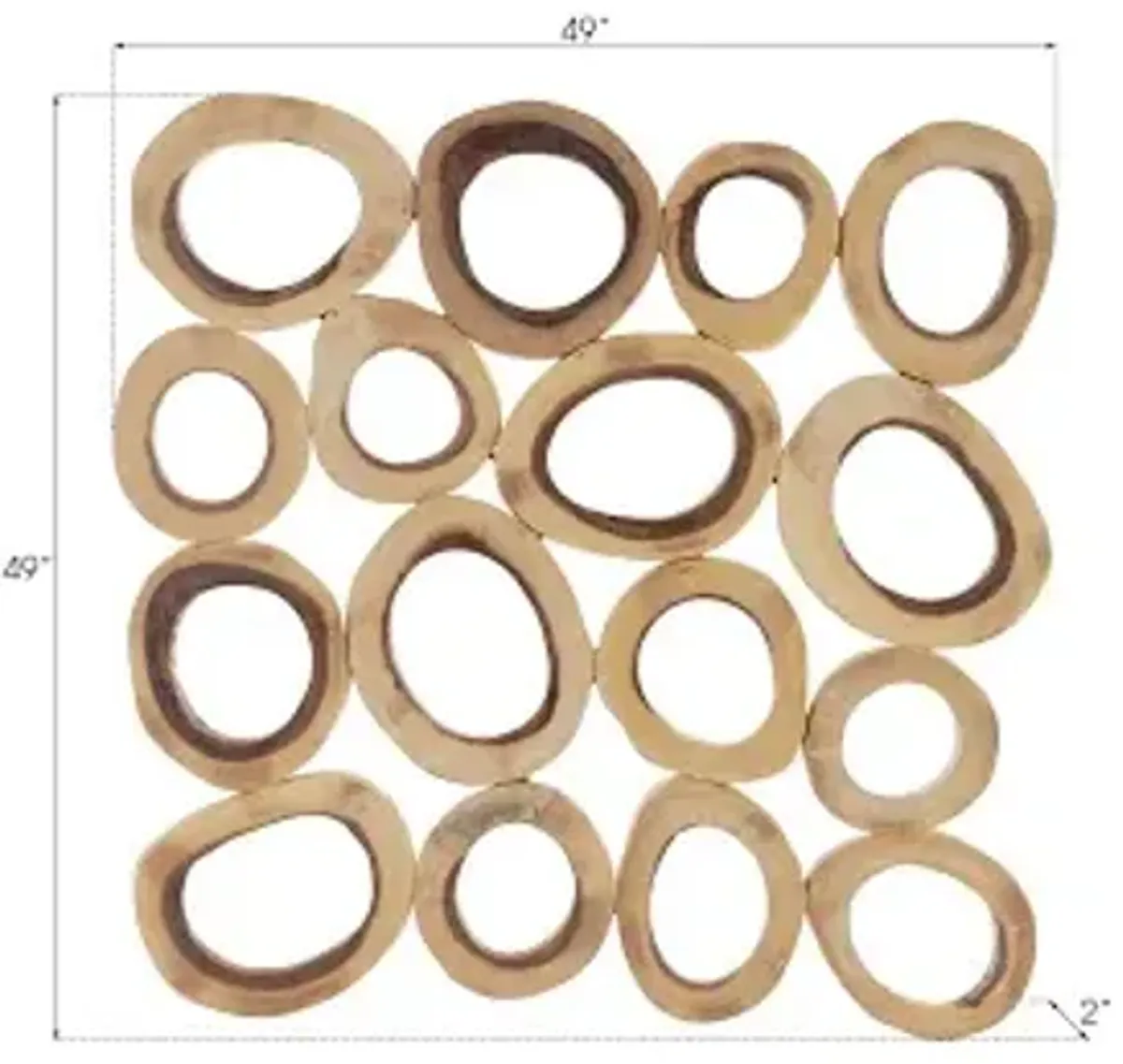 chuleta rings wall art, chamcha wood, square, lg