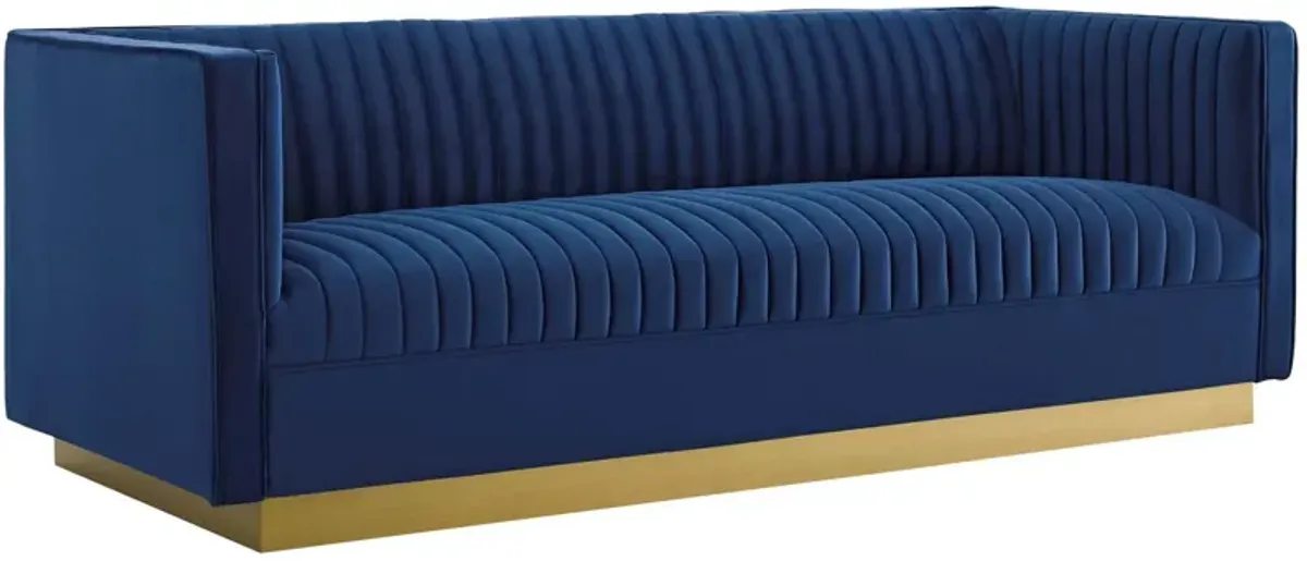 Sanguine Vertical Channel Tufted Performance Velvet Sofa