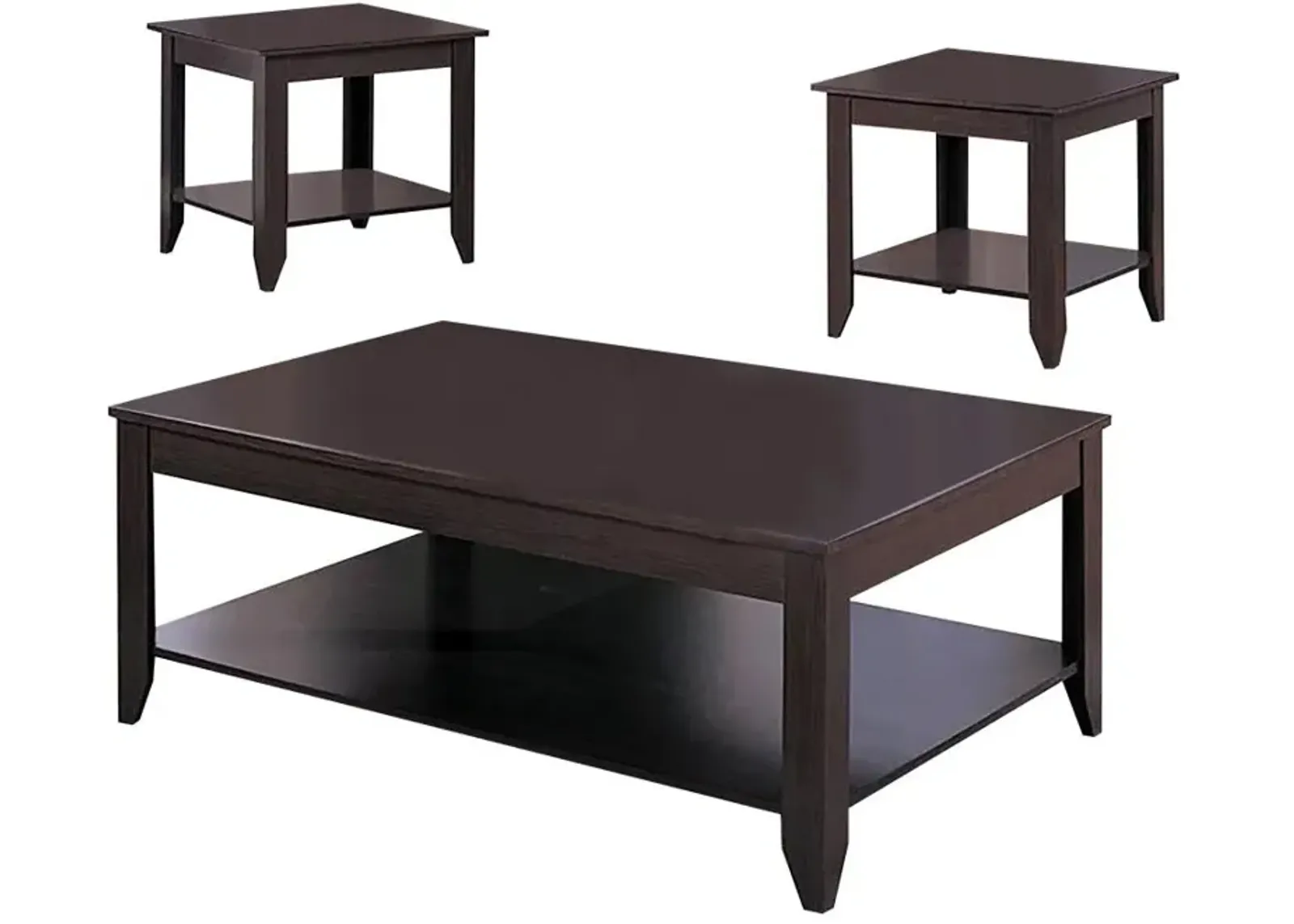 Brooks 3-piece Occasional Table Set with Lower Shelf Cappuccino