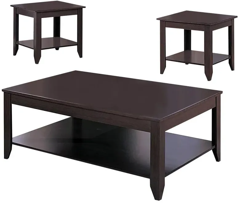 Brooks 3-piece Occasional Table Set with Lower Shelf Cappuccino