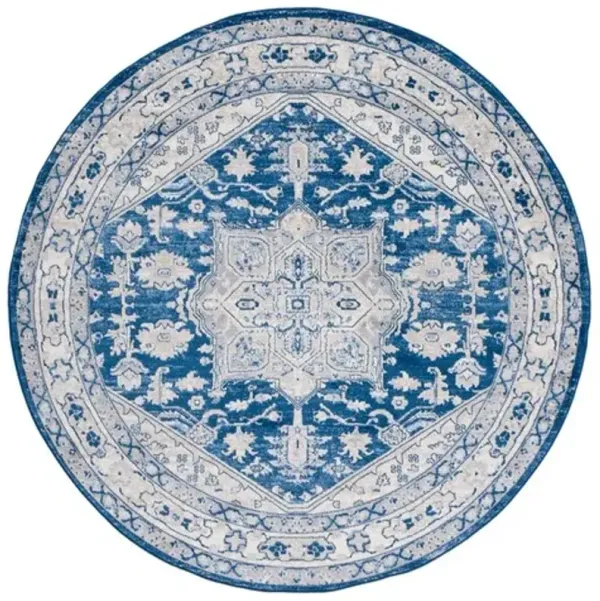 Brentwood 852 Navy / Grey 6'-7" X 6'-7" Round Round Powerloomed Rug