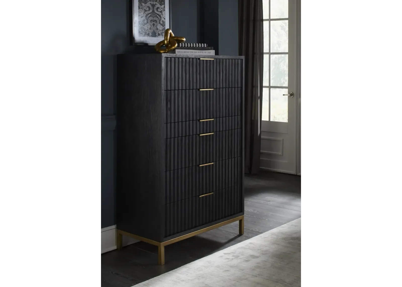 Kentfield Solid Wood Six Drawer Cheset in Black Drifted Oak (2024)