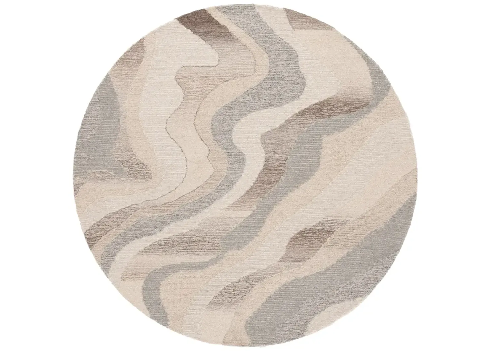 EBONY 529 BEIGE  6' x 6' Round Round Rug