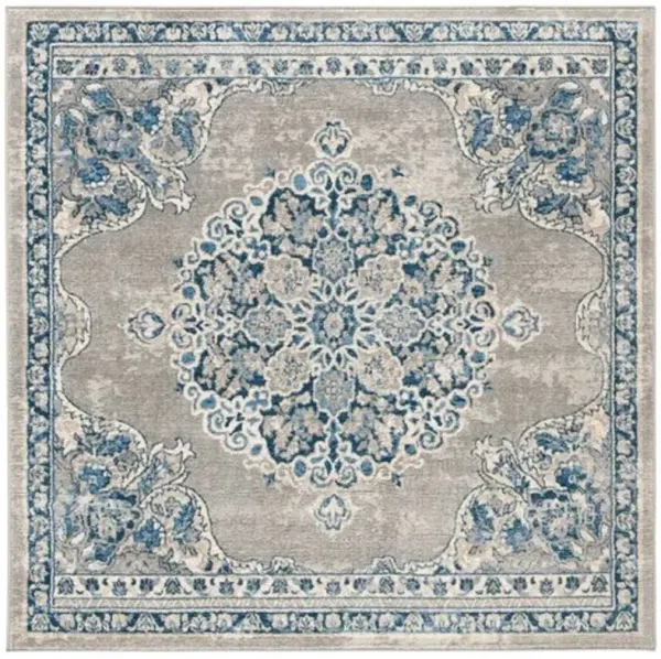 Brentwood 867 Light Grey / Blue 5' X 5' Square Square Powerloomed Rug