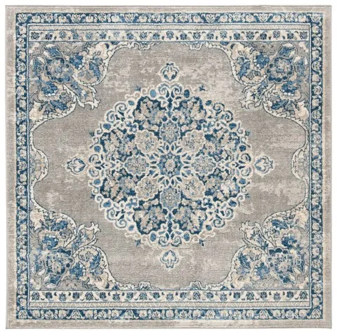 Brentwood 867 Light Grey / Blue 5' X 5' Square Square Powerloomed Rug