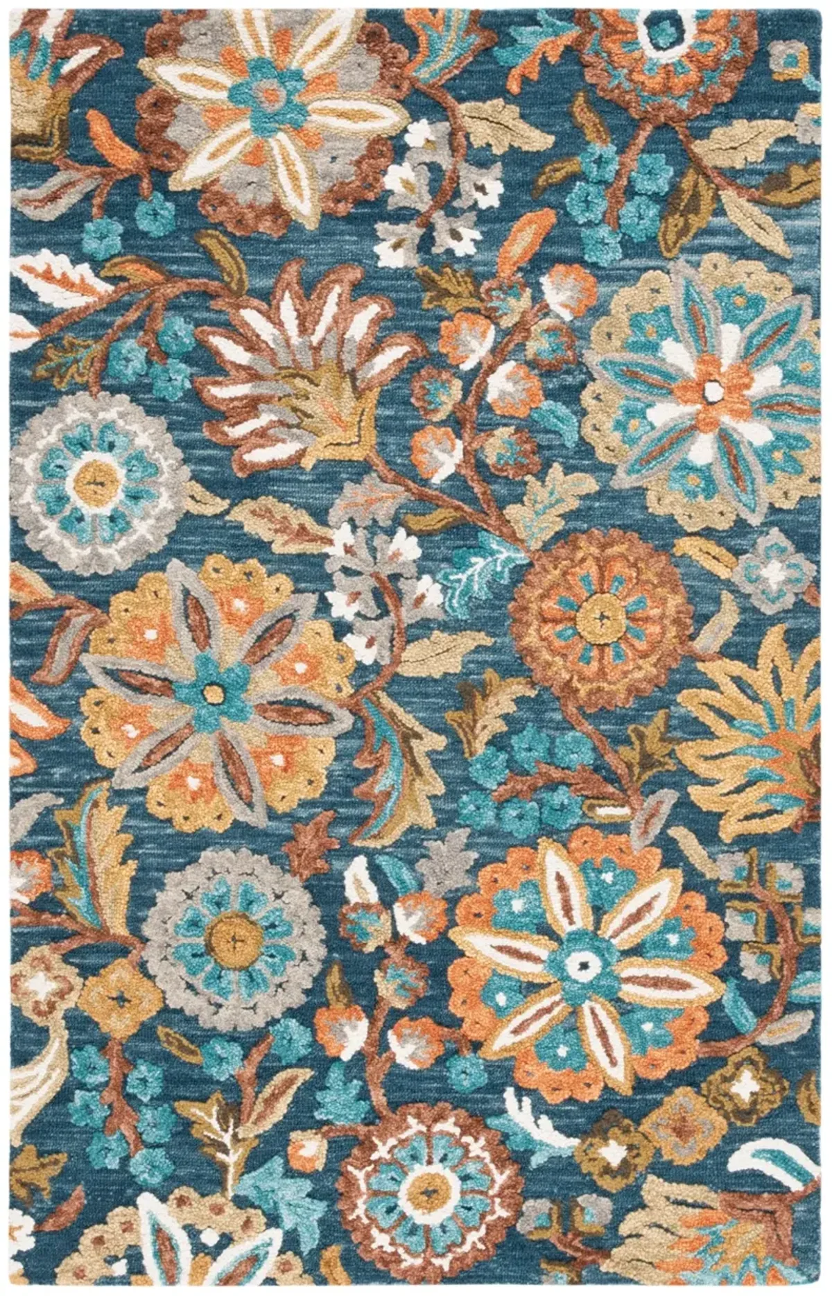 BLOSSOM 409 BLUE  8' x 10' Large Rectangle Rug