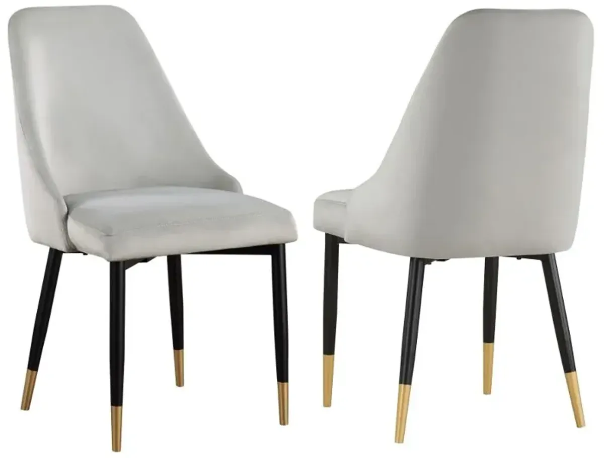 Gabrielle Upholstered Solid Back Dining Side Chair Grey and Black (Set of 2)