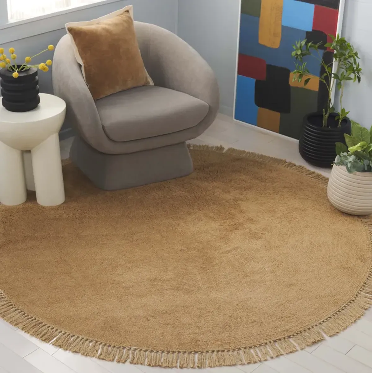 EASY CARE Hand Tufted 3' x 3' Round area rug
