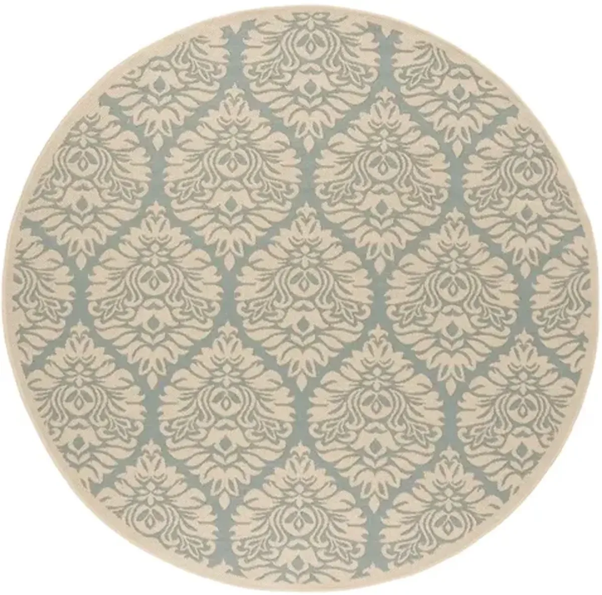 Safavieh BEACH HOUSE Collection BHS135K-6R Aqua / Cream 6'-7" X 6'-7" Round