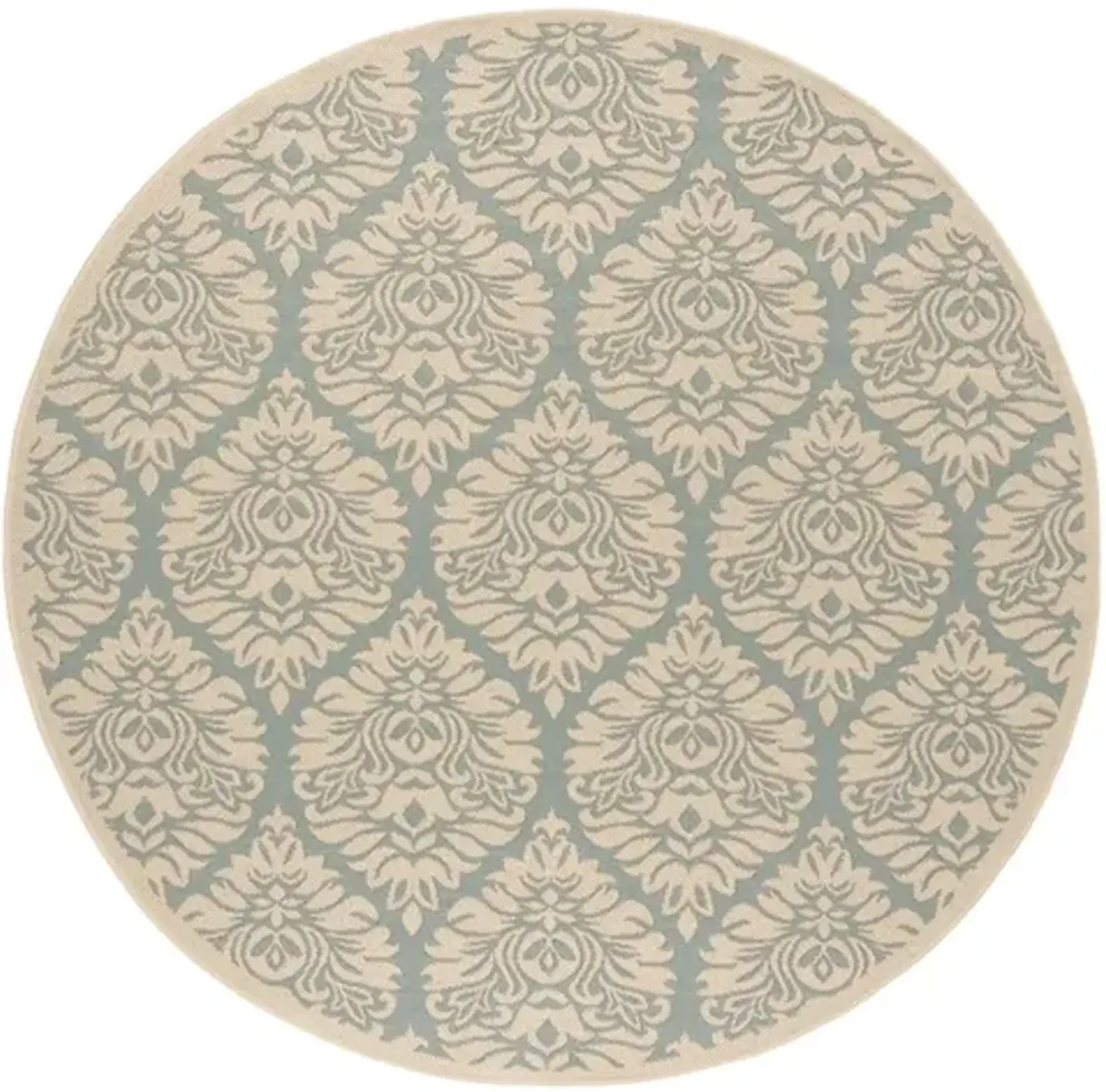 Safavieh BEACH HOUSE Collection BHS135K-6R Aqua / Cream 6'-7" X 6'-7" Round