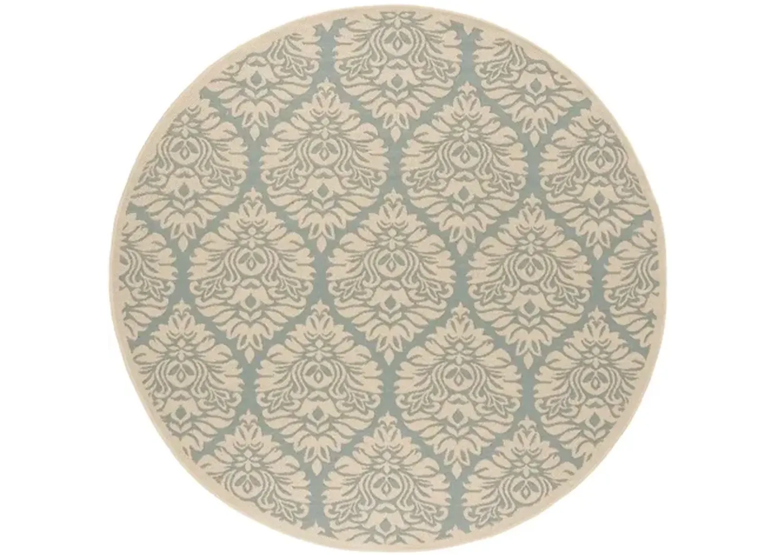 Safavieh BEACH HOUSE Collection BHS135K-6R Aqua / Cream 6'-7" X 6'-7" Round