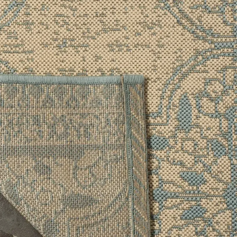 LINDEN 174 Collection LND174K-5 Aqua / Cream 5'-3" X 7'-6"