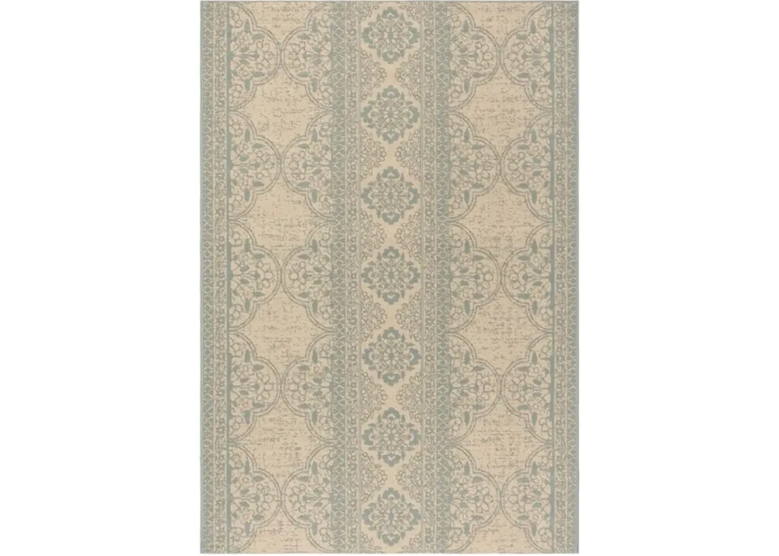 LINDEN 174 Collection LND174K-5 Aqua / Cream 5'-3" X 7'-6"