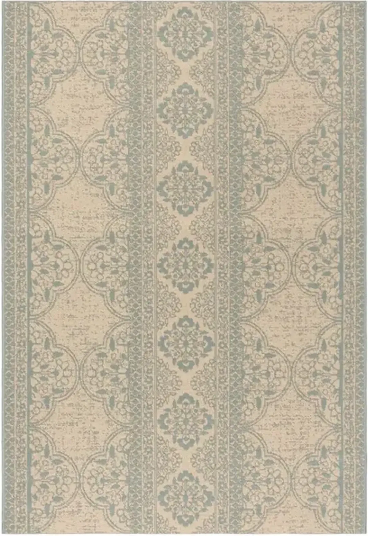 LINDEN 174 Collection LND174K-5 Aqua / Cream 5'-3" X 7'-6"