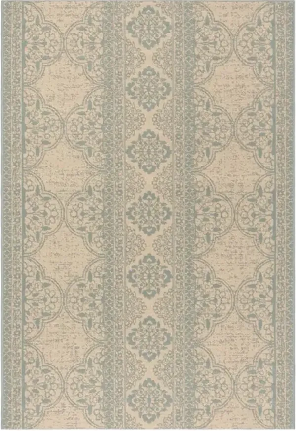 LINDEN 174 Collection LND174K-5 Aqua / Cream 5'-3" X 7'-6"
