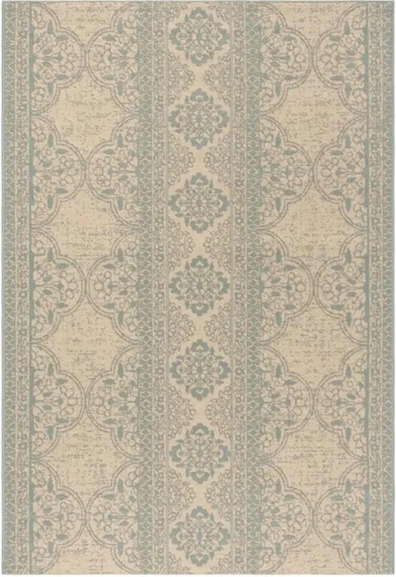 LINDEN 174 Collection LND174K-5 Aqua / Cream 5'-3" X 7'-6"