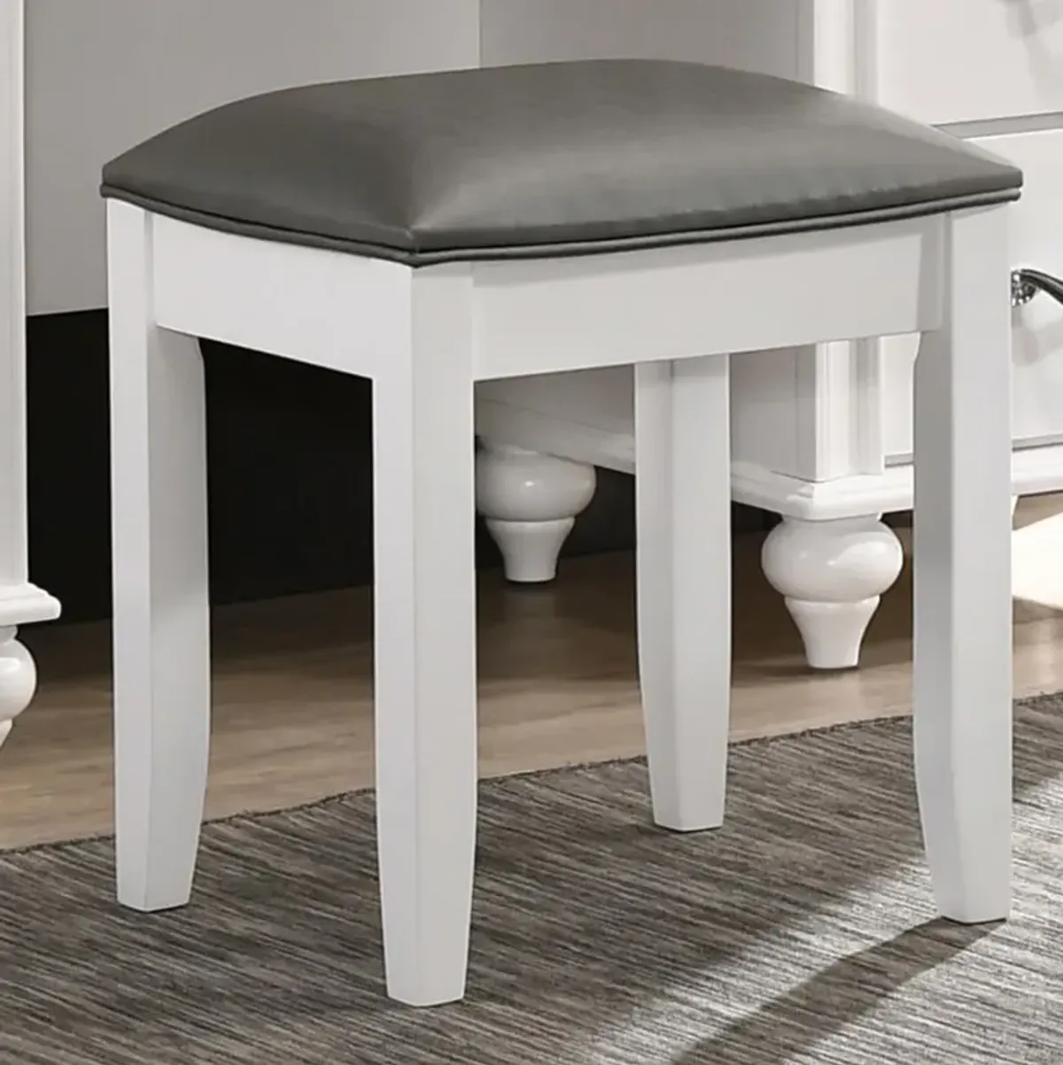 Barzini Upholstered Vanity Stool Metallic and White