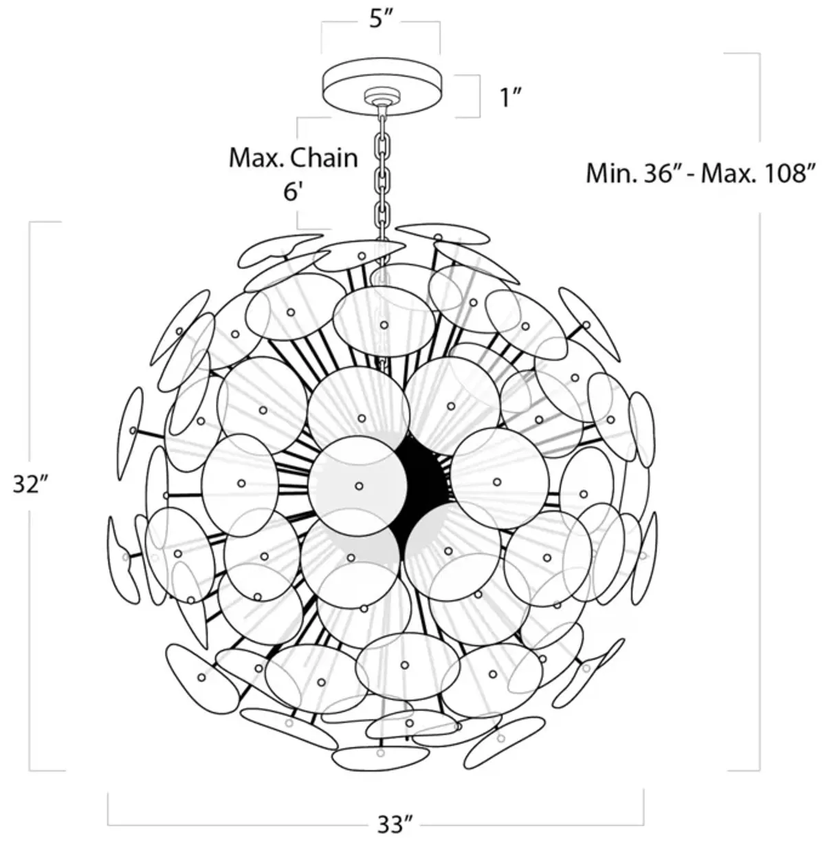 Poppy Glass Chandelier Large (White)