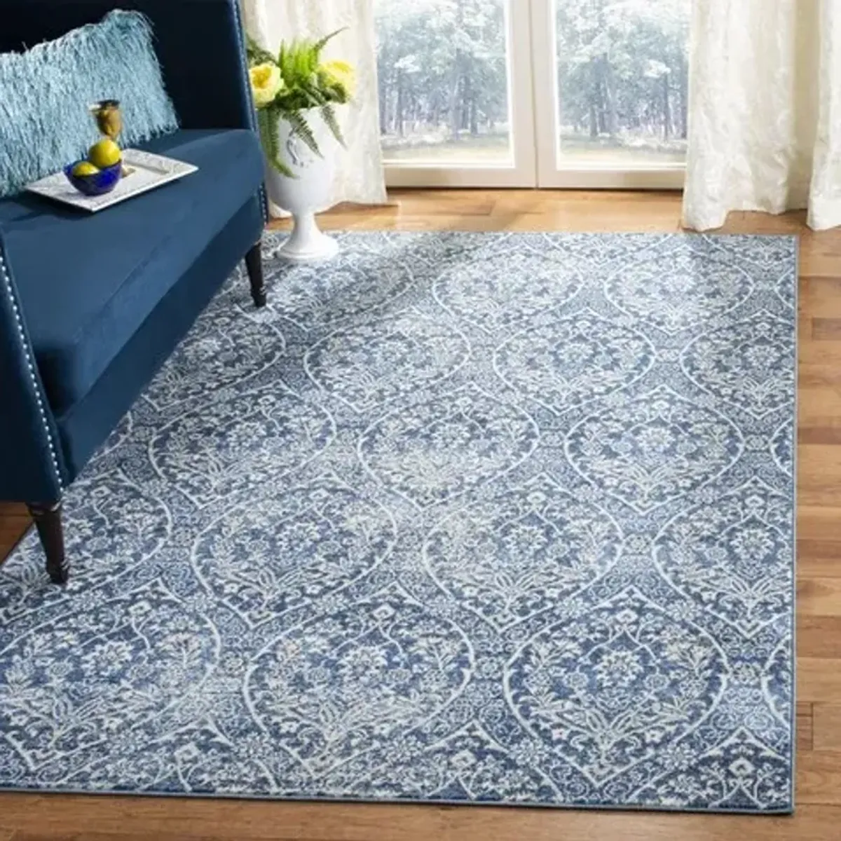 Brentwood 860 Navy / Light Grey 4' X 6' Small Rectangle Powerloomed Rug