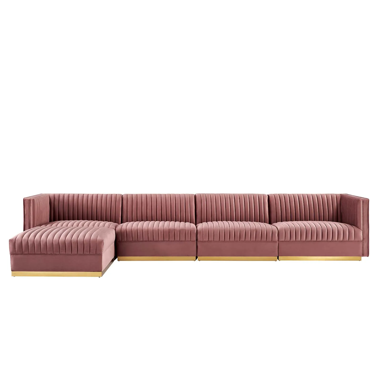 Sanguine Channel Tufted Performance Velvet 5-Piece Modular Sectional