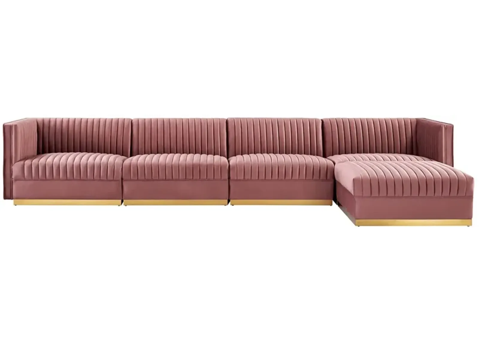 Sanguine Channel Tufted Performance Velvet 5-Piece Modular Sectional