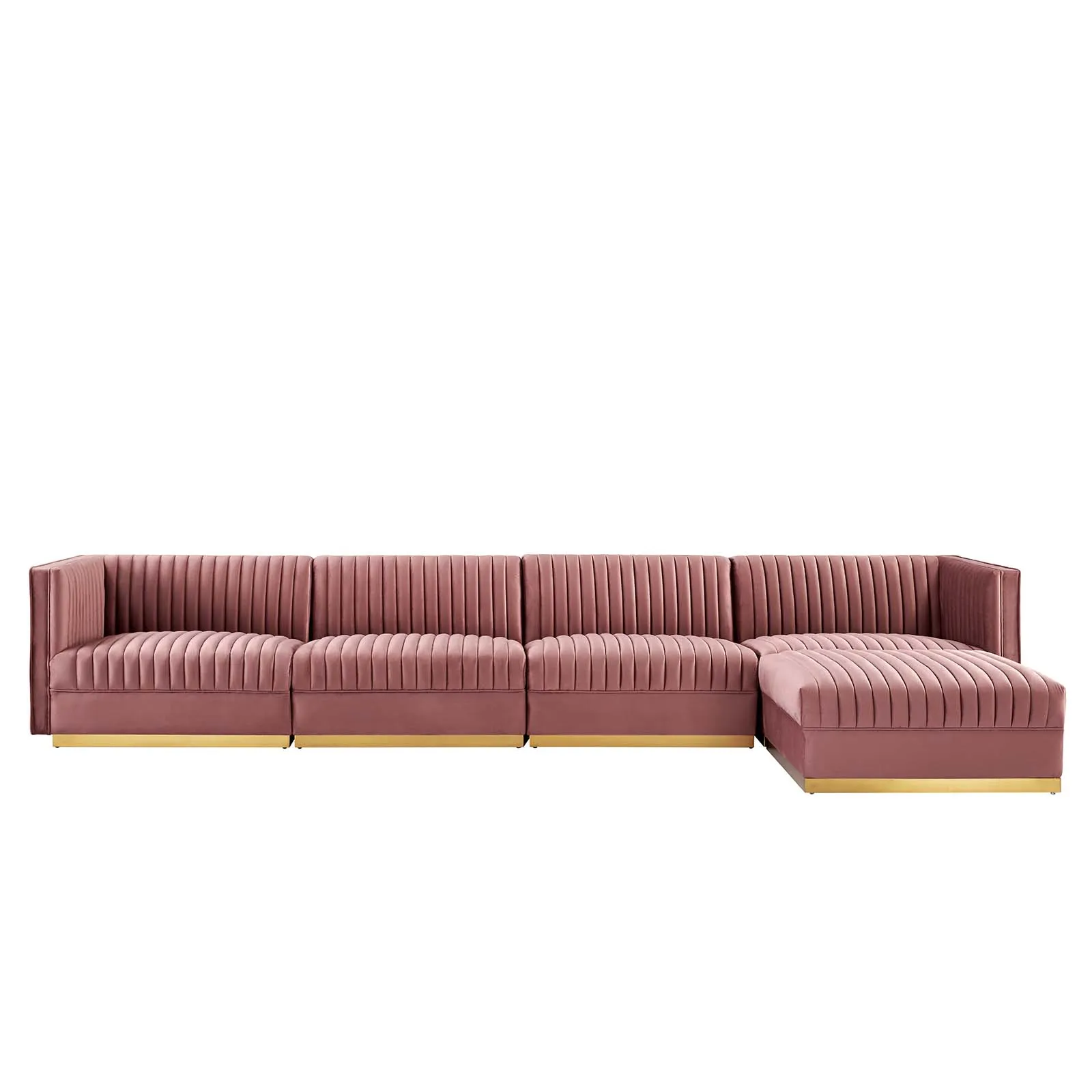 Sanguine Channel Tufted Performance Velvet 5-Piece Modular Sectional