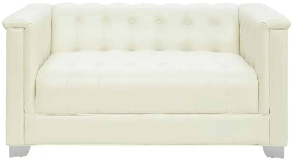 Chaviano Tufted Upholstered Loveseat Pearl White