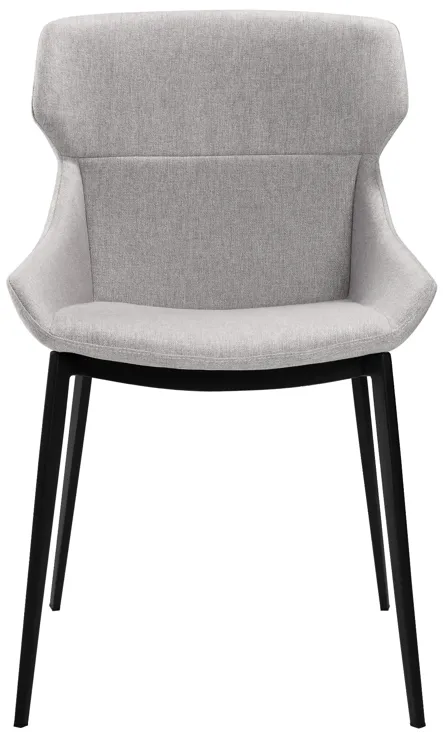 Kenna Modern Dining Chair in Matte Black Finish and Gray Fabric - Set of 2 